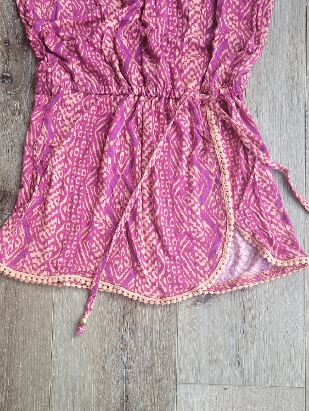 Pink Patterned Drawstring Waist Dress - Picture 4 of 5